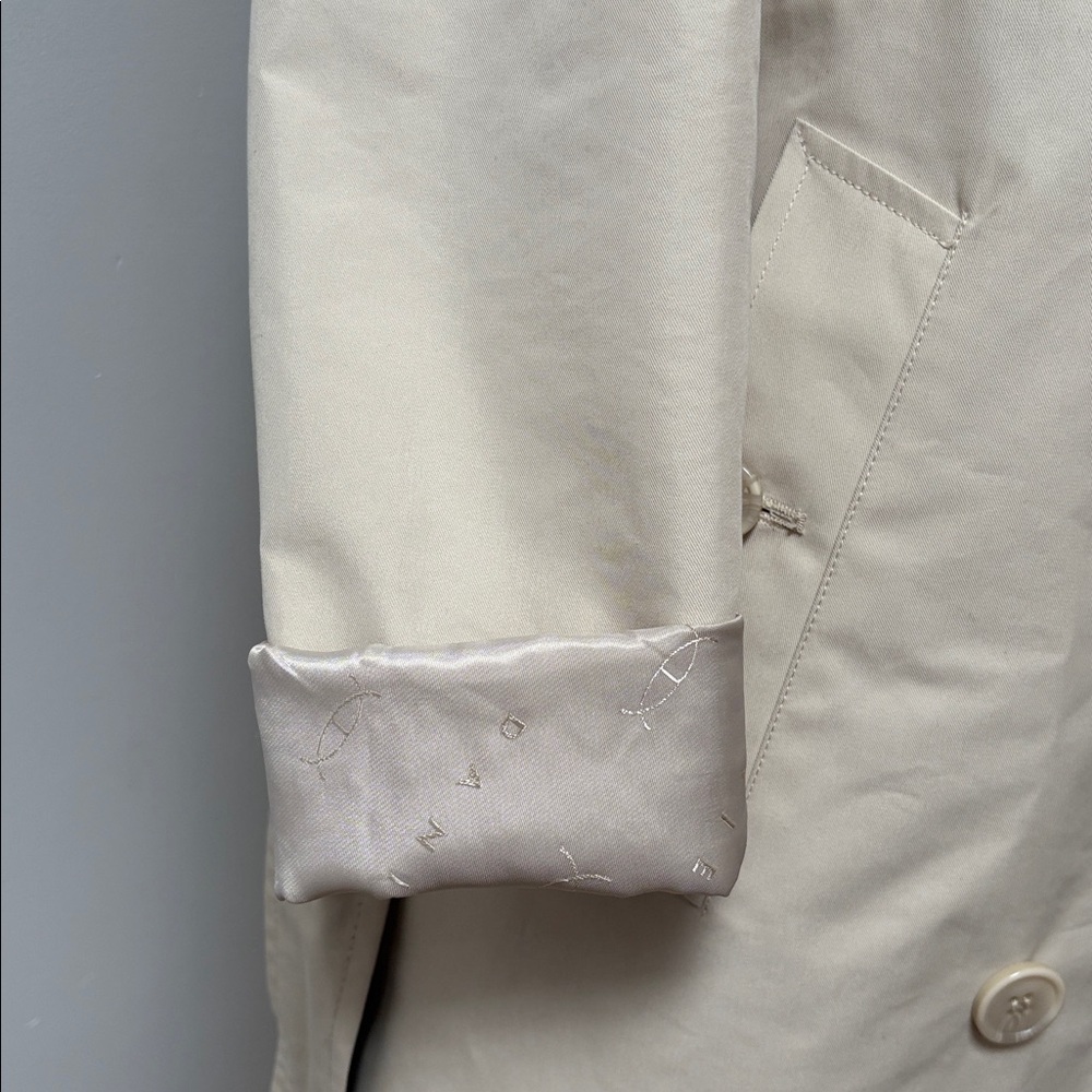 Danier Bretta trench coat long beige cream leather belt double breasted XXS - Picture 13 of 16